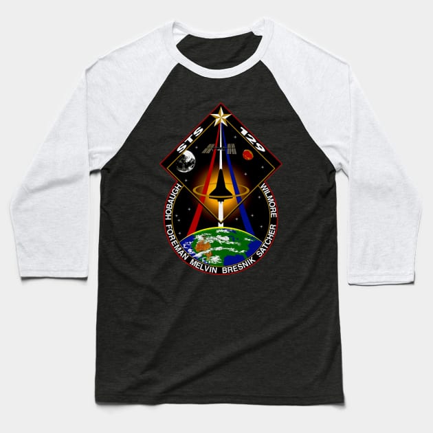 STS-129 Atlantis Mission Patch Baseball T-Shirt by Spacestuffplus